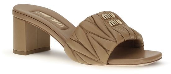 Miu Miu Beige Lamb Ovis Aries Platform Sandals