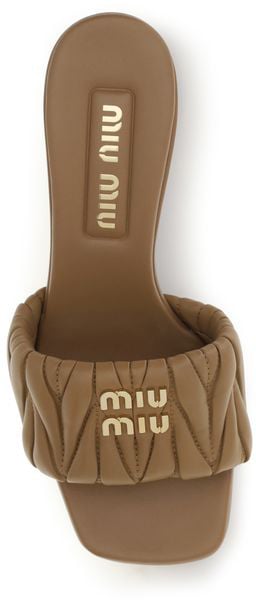 Miu Miu Beige Lamb Ovis Aries Platform Sandals