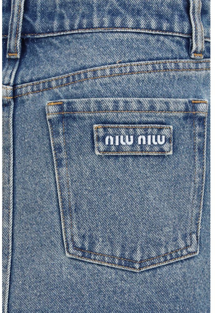 Miu Miu Blue Cotton Mini Skirt