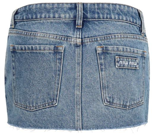 Miu Miu Blue Cotton Mini Skirt