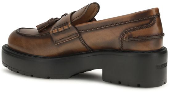 Miu Miu Brown Calf Leather Bos Taurus Platform Loafers