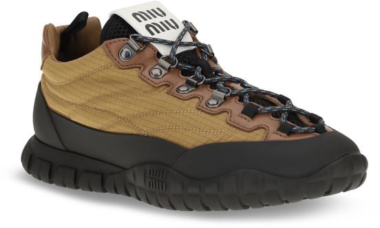 Miu Miu Beige Polyamide Athletic Sneakers