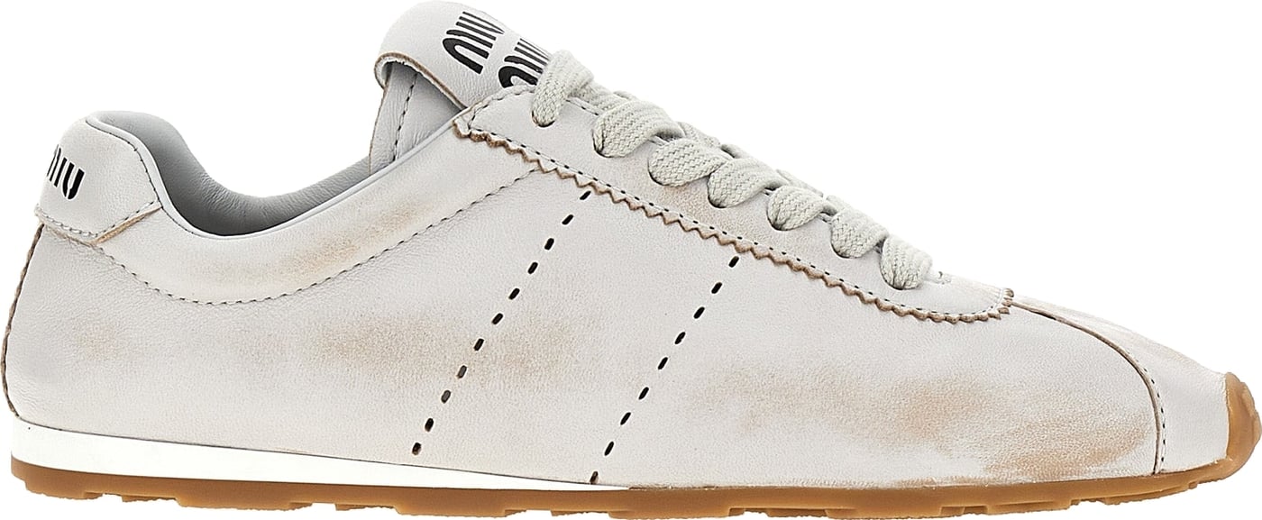 Miu Miu White Calfskin Low Top Sneakers