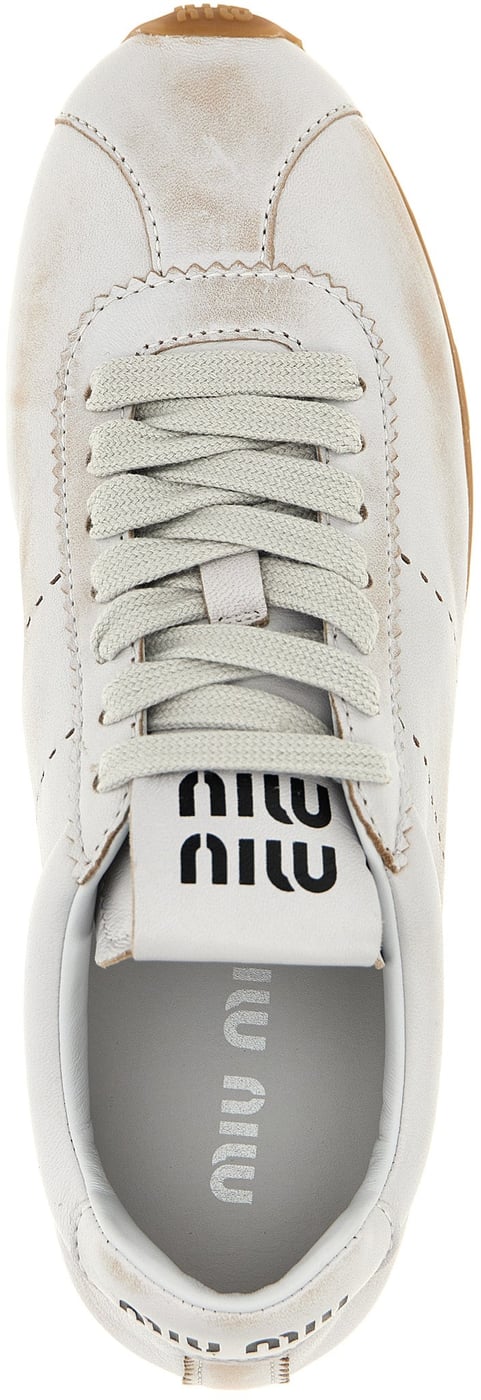 Miu Miu White Calfskin Low Top Sneakers