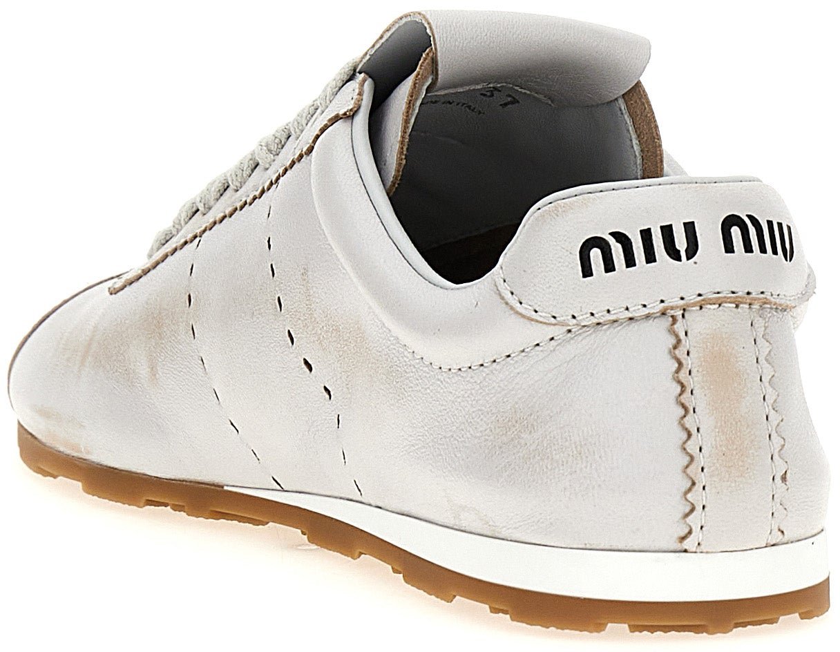 Miu Miu White Calfskin Low Top Sneakers