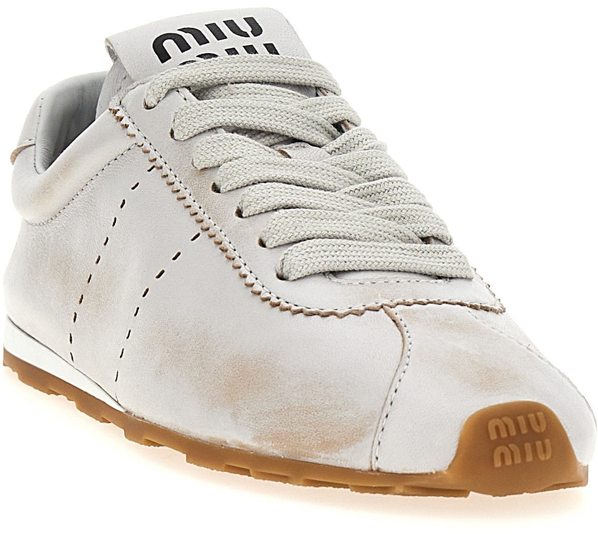 Miu Miu White Calfskin Low Top Sneakers
