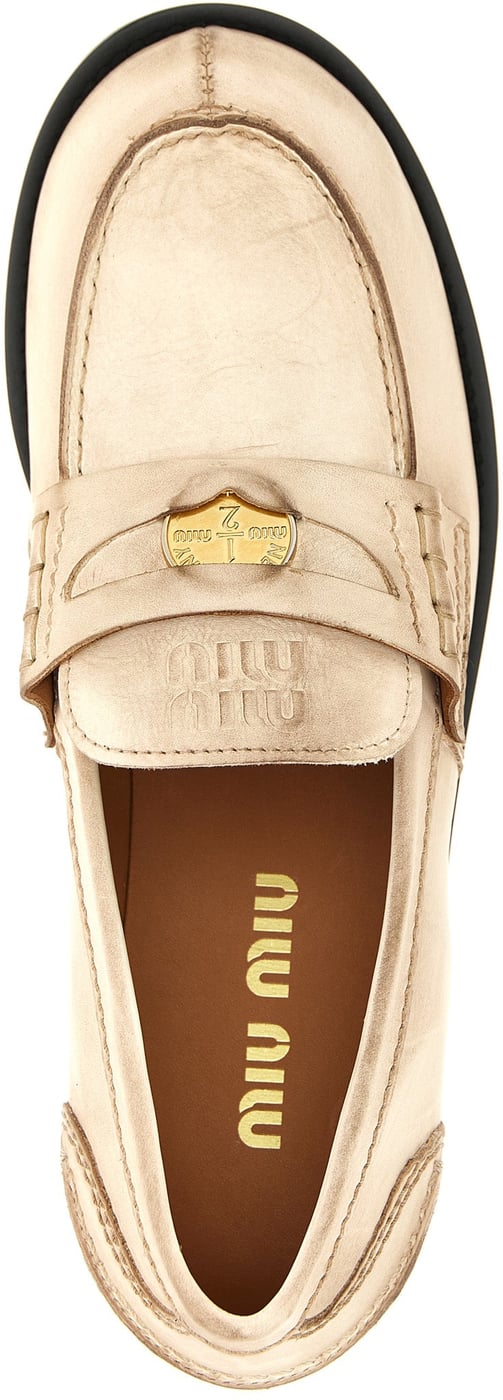 Miu Miu White Calfskin Slip-On Loafers