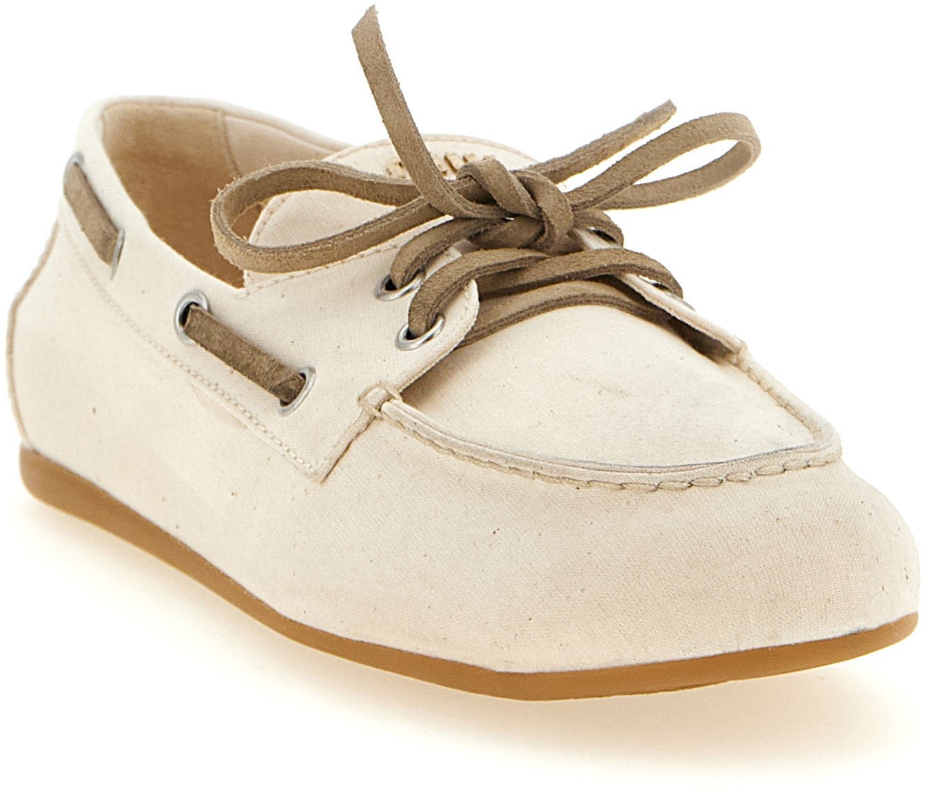 Miu Miu Beige Cotton Slip-On Loafers