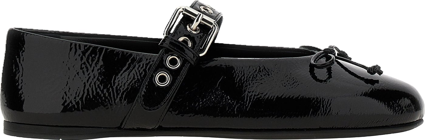 Miu Miu Buckle And Bow Ballet Flats