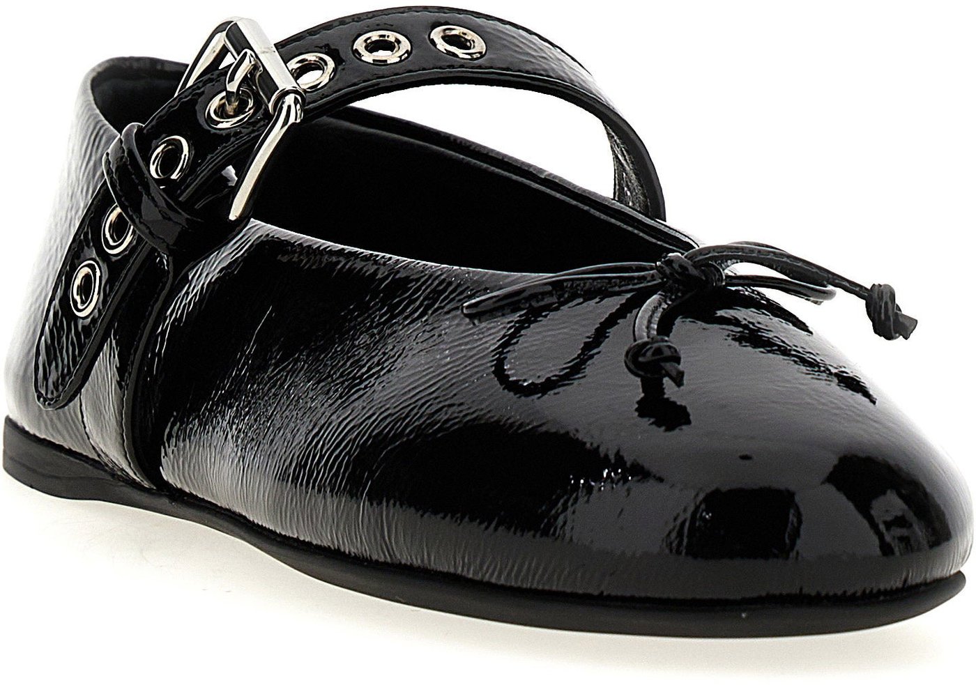 Miu Miu Buckle And Bow Ballet Flats