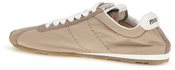 Miu Miu Beige Calf Leather Bos Taurus Low Top Sneakers