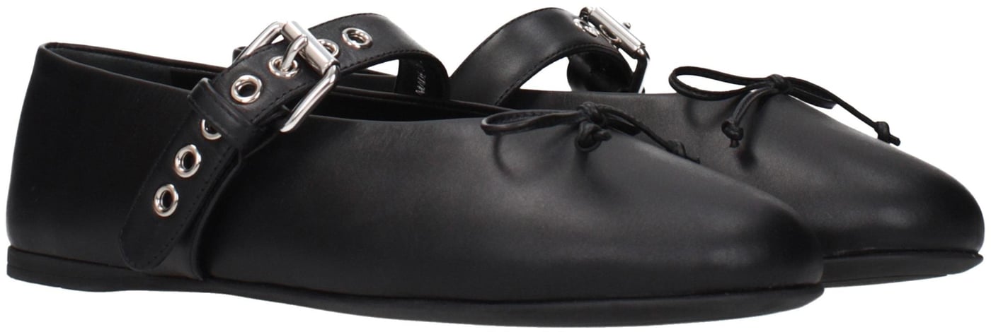 Miu Miu Black Leather Ballet Flats