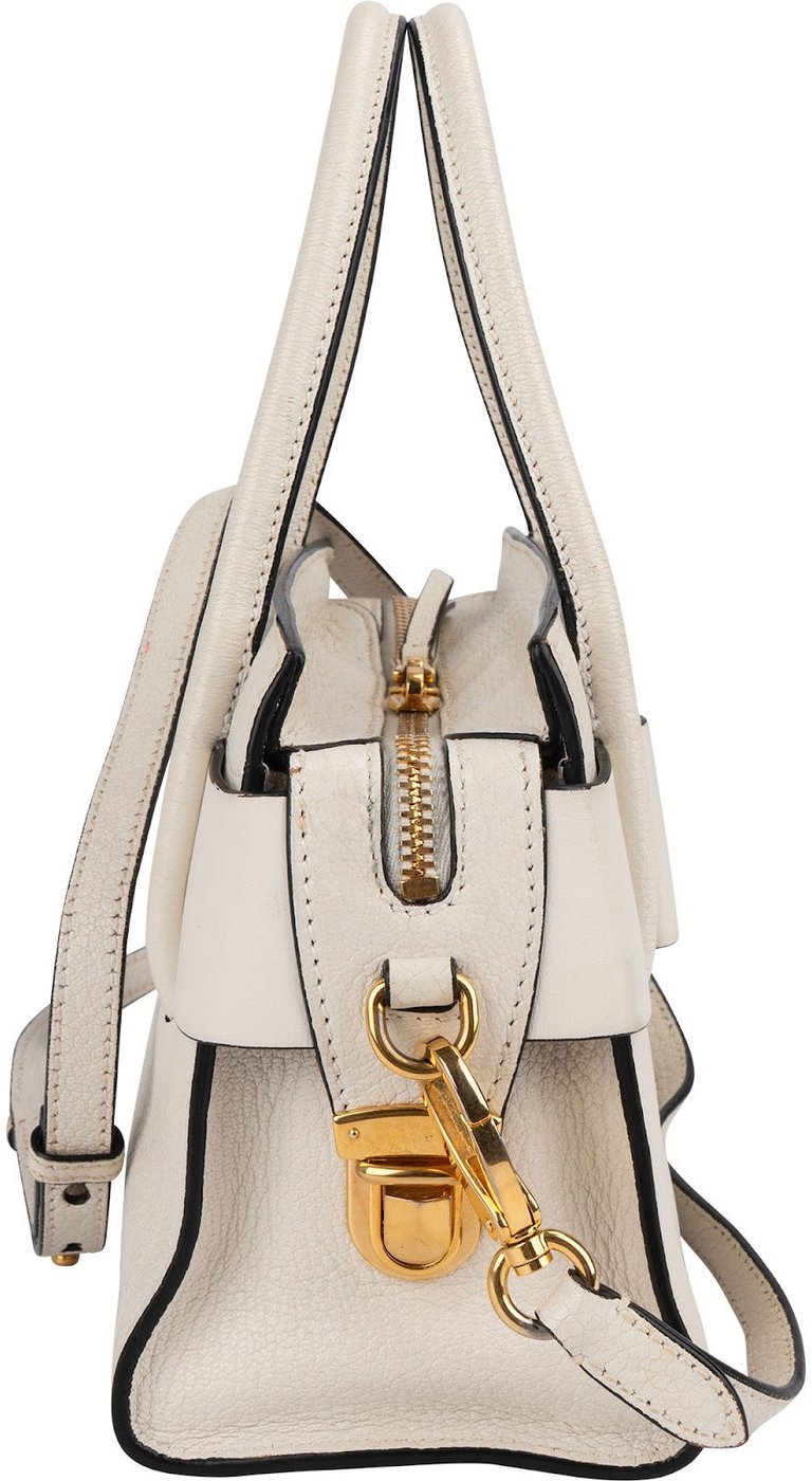 Miu Miu White Madras Leather Bow Handbag
