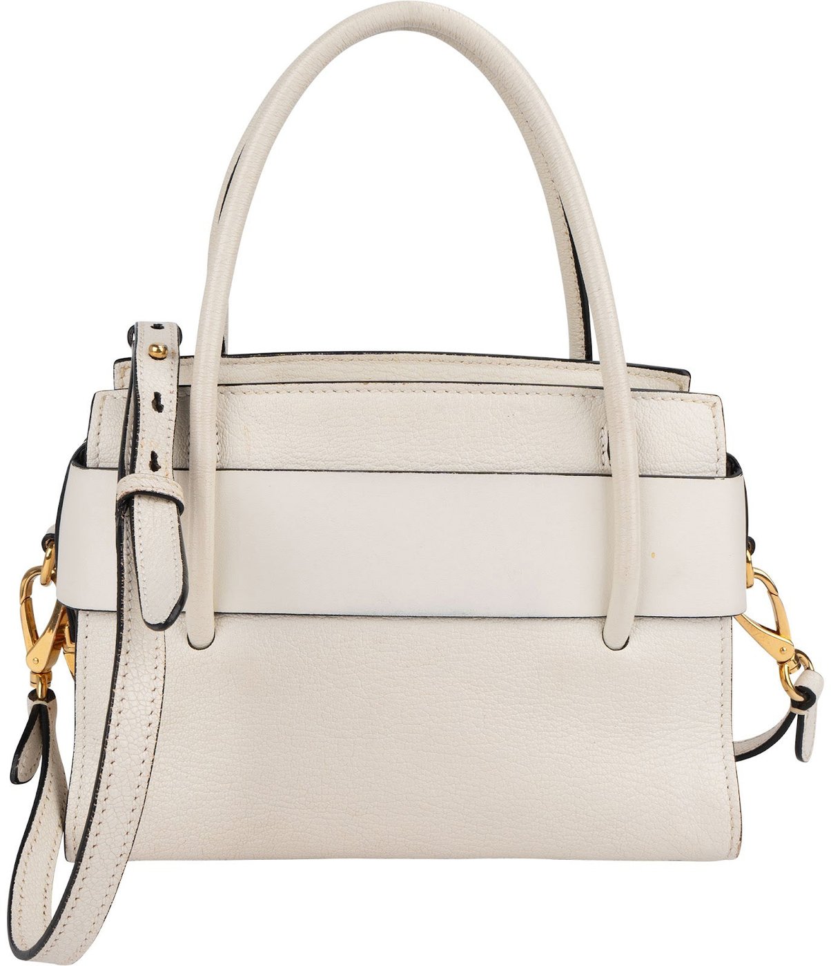 Miu Miu White Madras Leather Bow Handbag