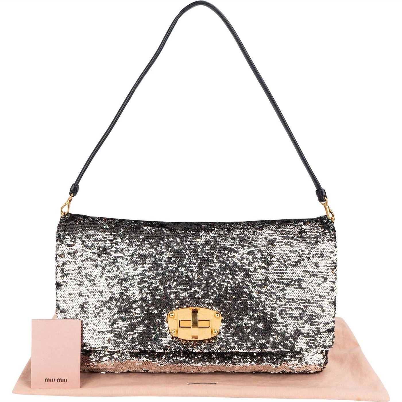 Miu Miu Bicolor Sequin Flap Hobo Shoulder Bag