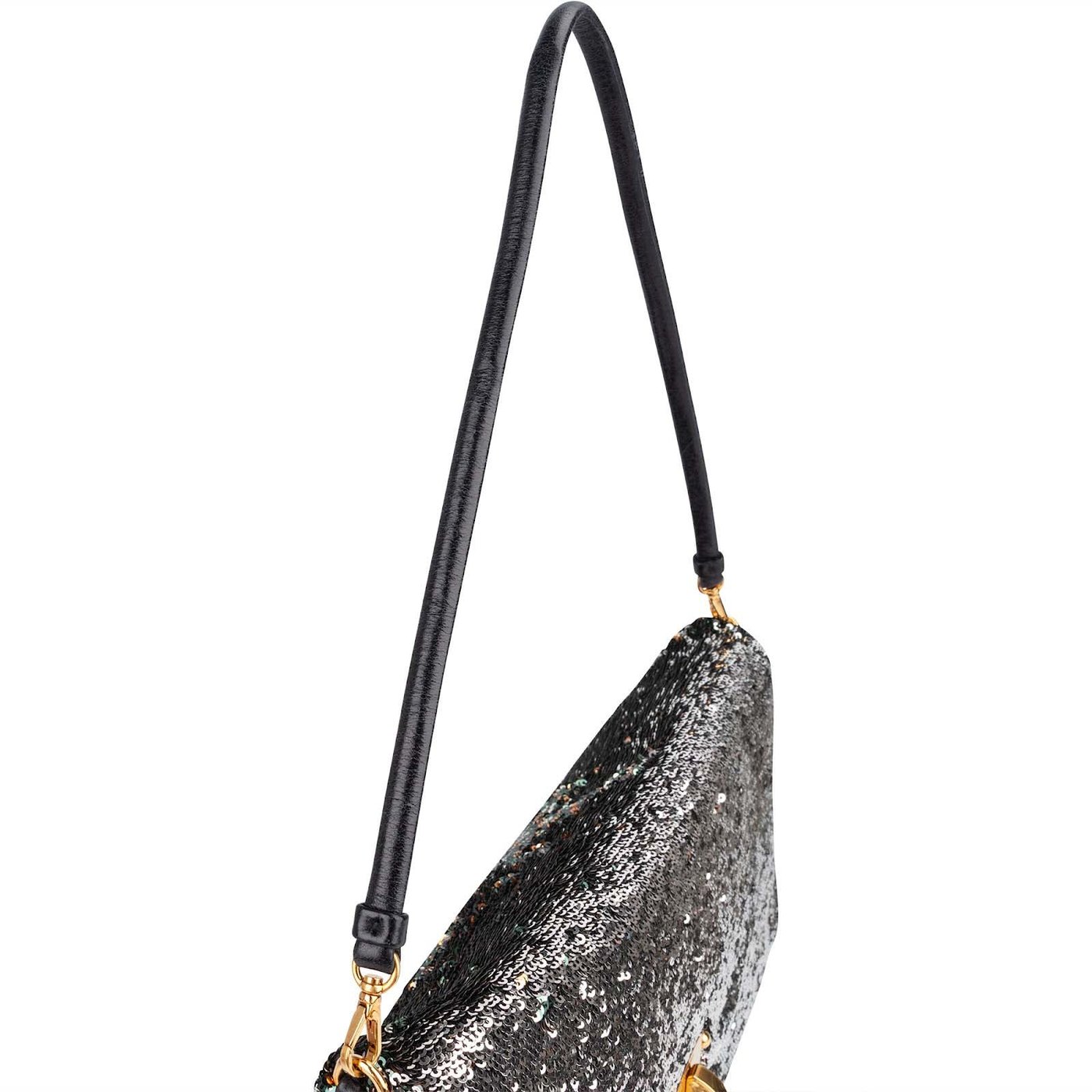 Miu Miu Bicolor Sequin Flap Hobo Shoulder Bag