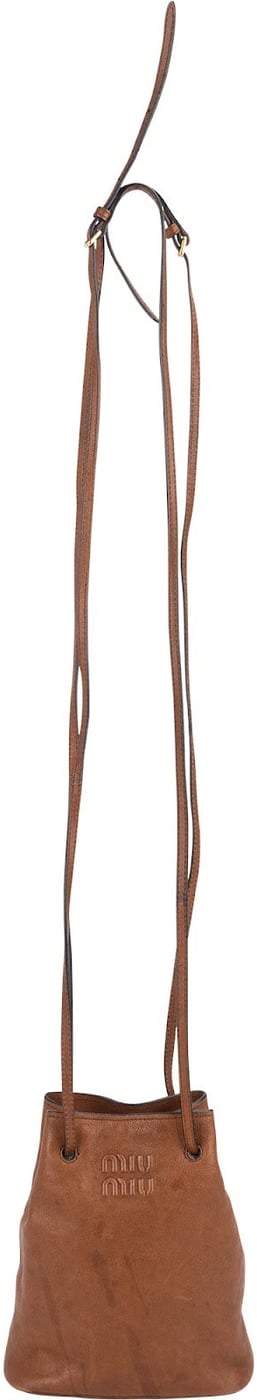 Miu Miu Calfskin Leather Mini Drawstring Bucket Crossbody Bag
