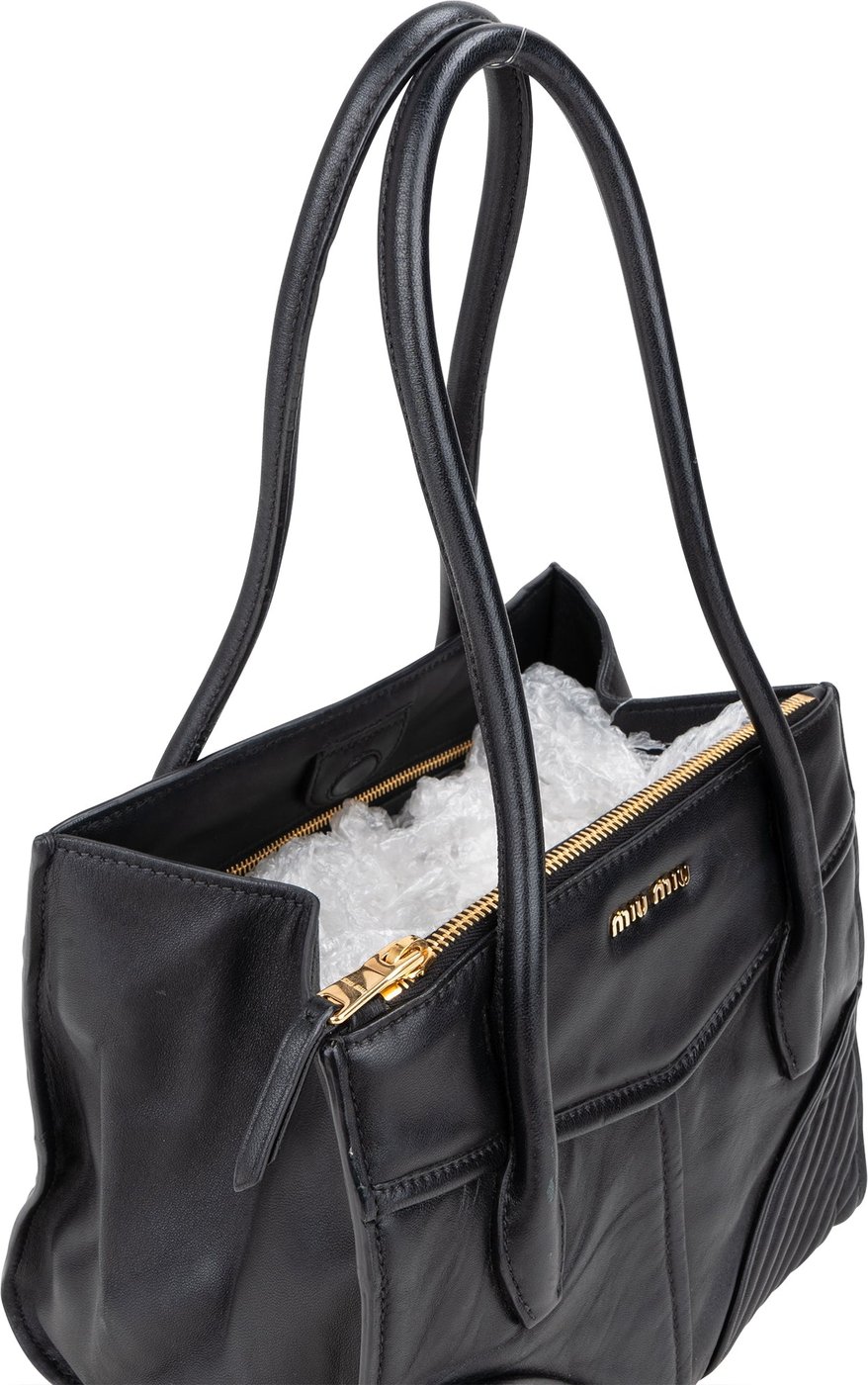 Miu Miu Quilted Nappa Leather Chevron Biker Handbag