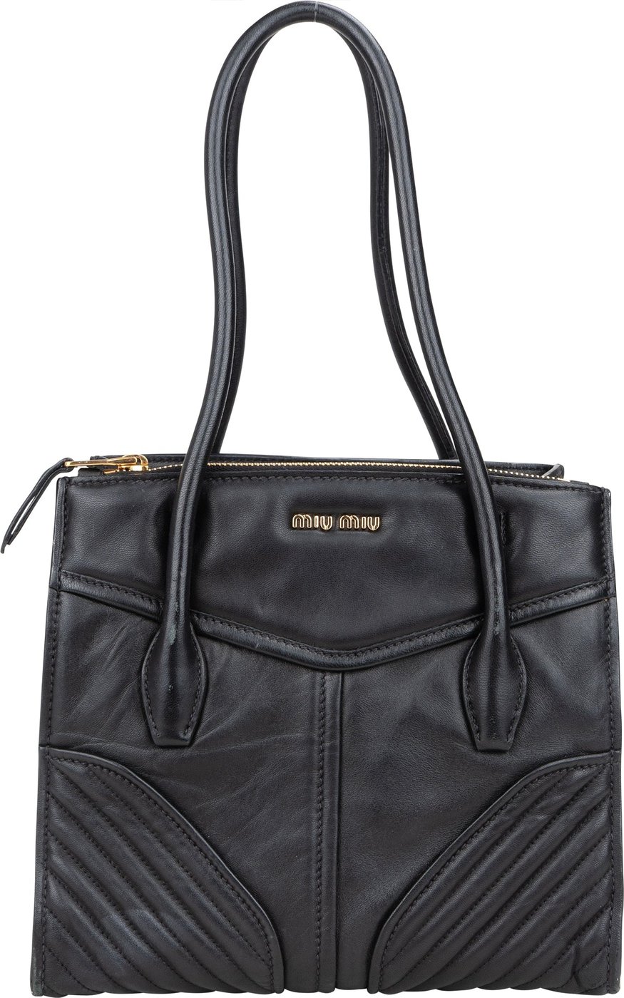 Miu Miu Quilted Nappa Leather Chevron Biker Handbag