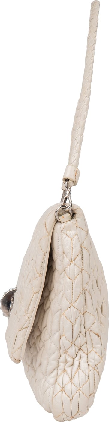 Miu Miu Quilted Leather Crystal Shoulder Flap Bag