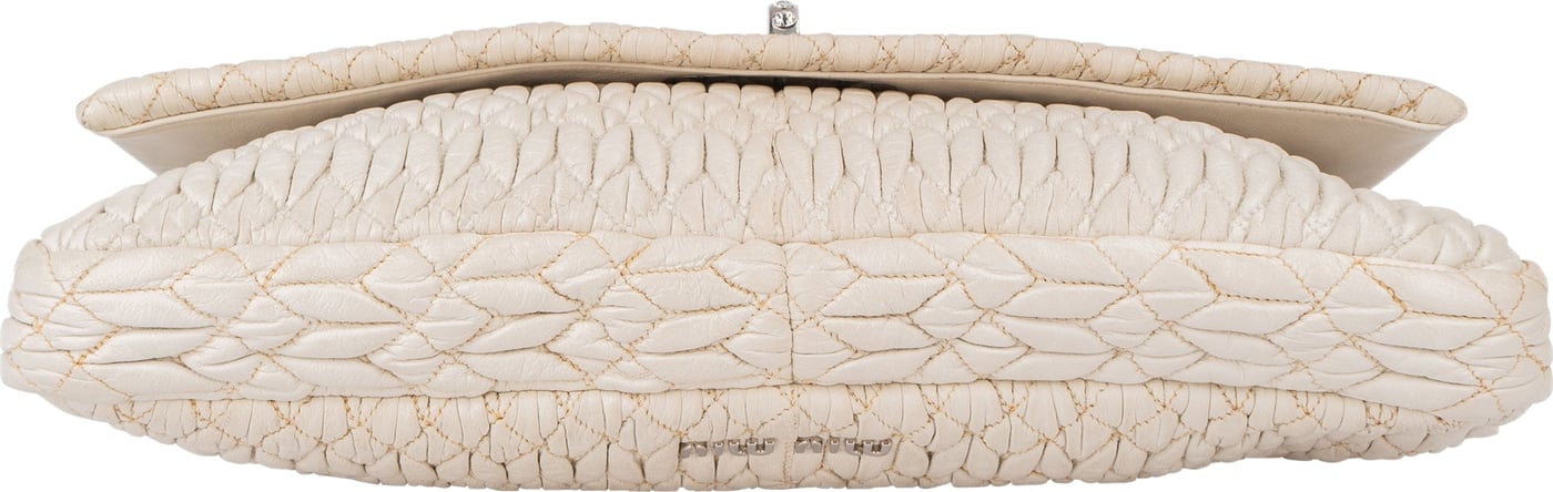 Miu Miu Quilted Leather Crystal Shoulder Flap Bag