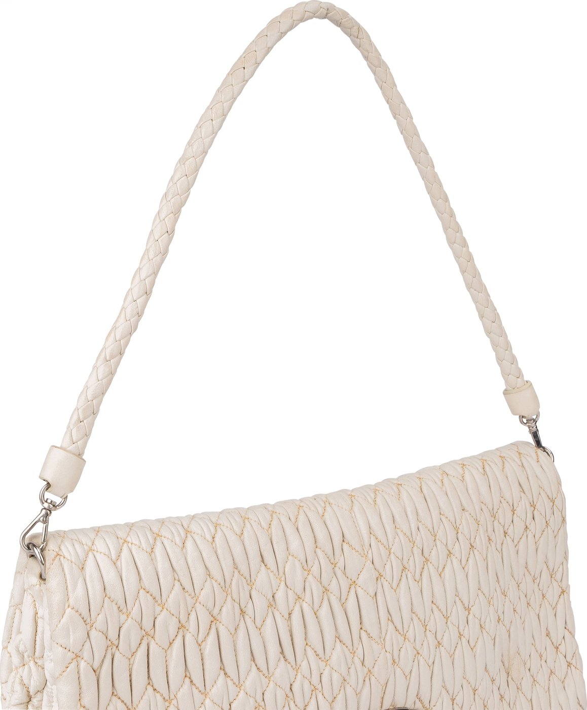 Miu Miu Quilted Leather Crystal Shoulder Flap Bag