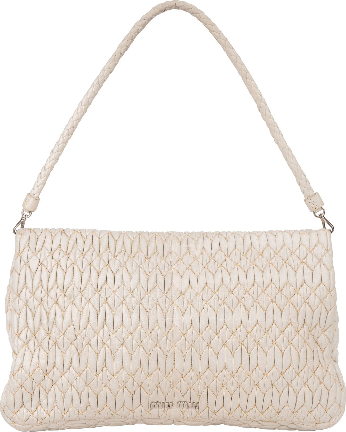 Miu Miu Quilted Leather Crystal Shoulder Flap Bag
