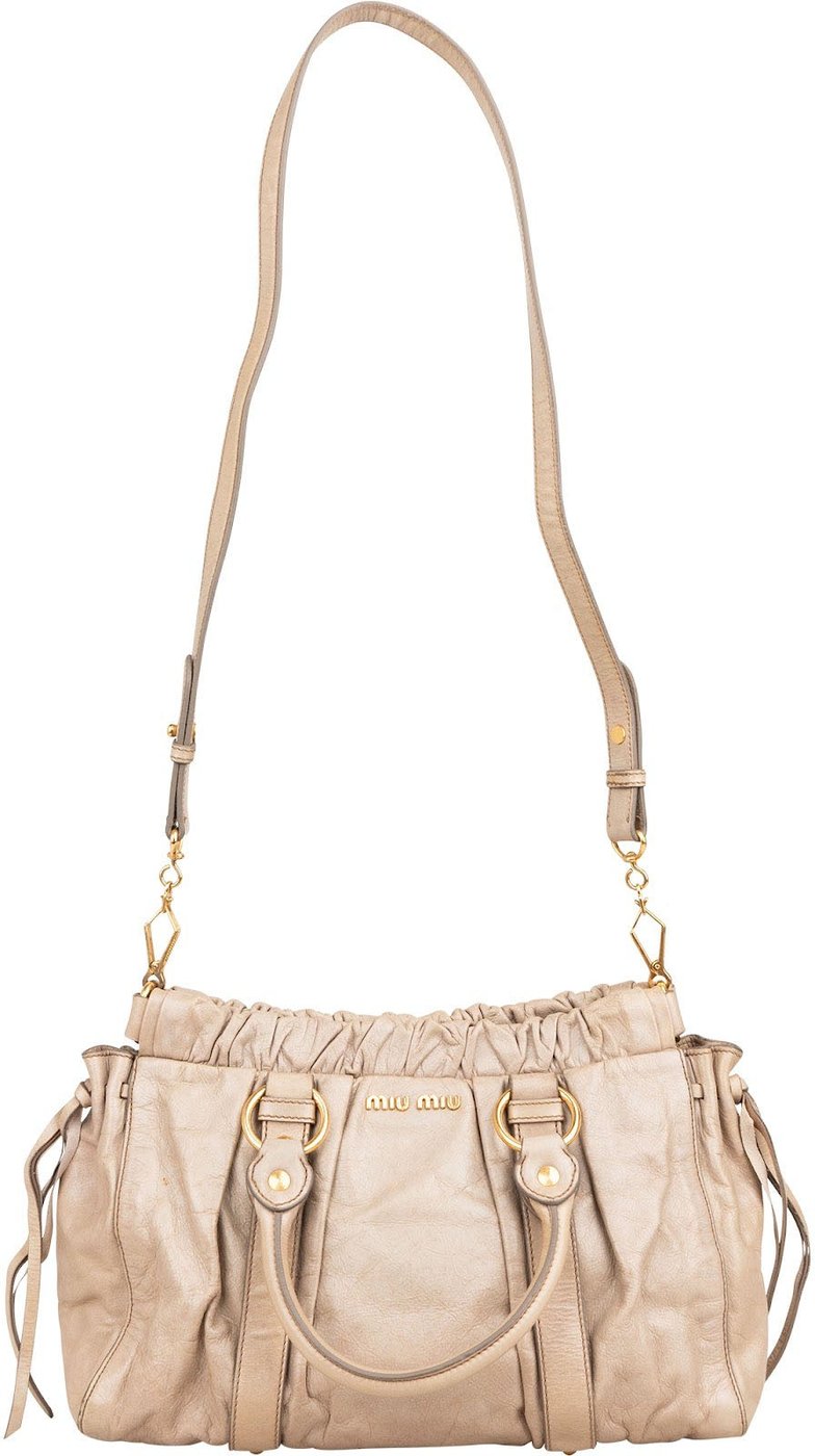 Miu Miu Vitello Lux Bauletto Satchel Handbag