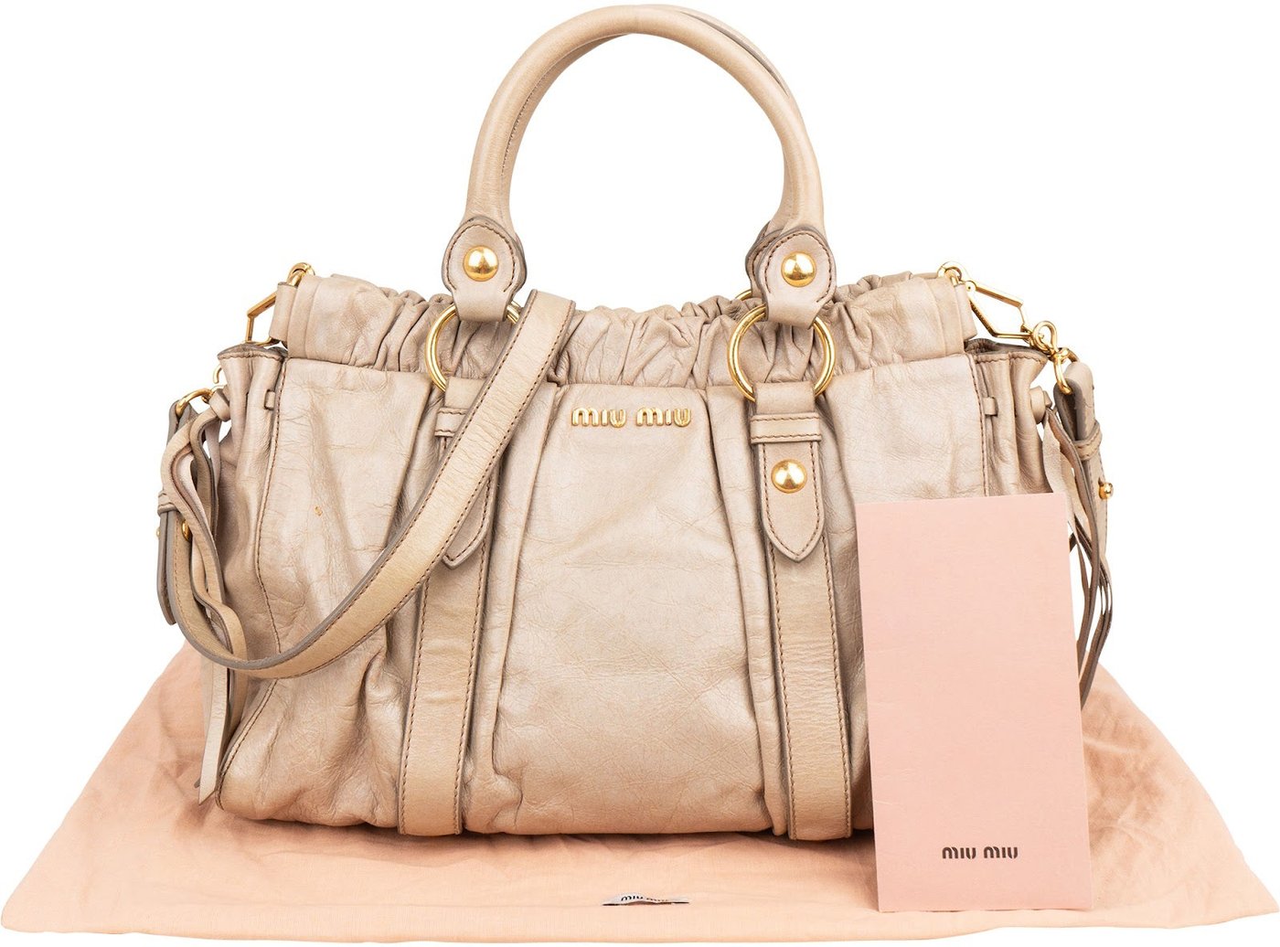 Miu Miu Vitello Lux Bauletto Satchel Handbag