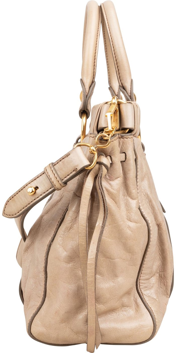 Miu Miu Vitello Lux Bauletto Satchel Handbag