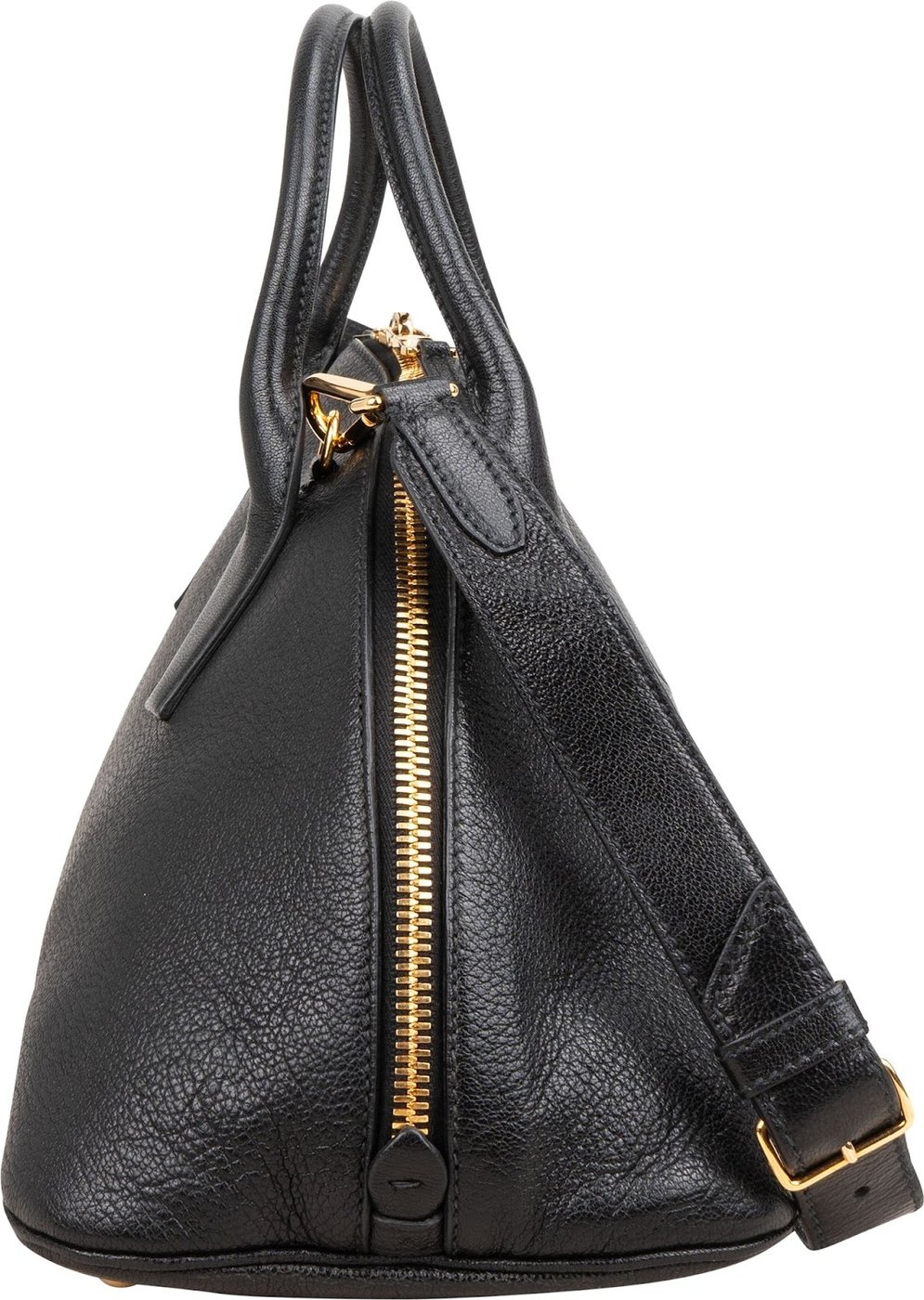 Miu Miu Black Madras Leather Dome Satchel Handbag