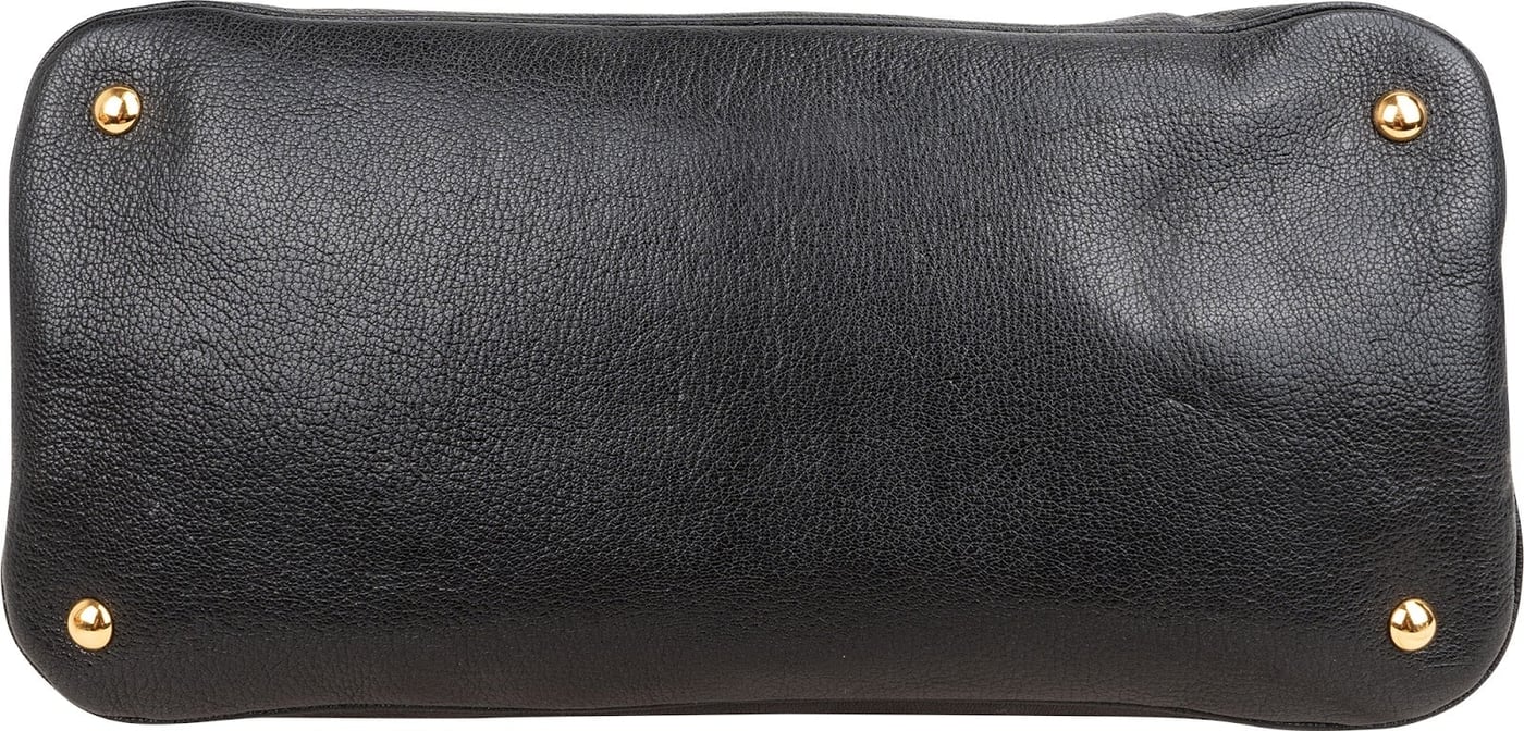 Miu Miu Black Madras Leather Dome Satchel Handbag