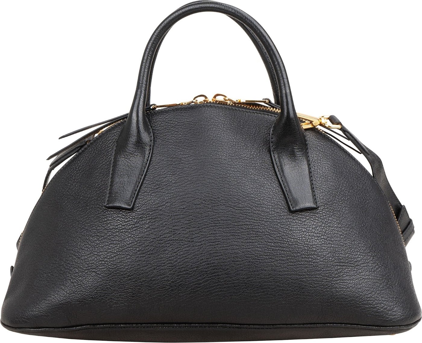 Miu Miu Black Madras Leather Dome Satchel Handbag