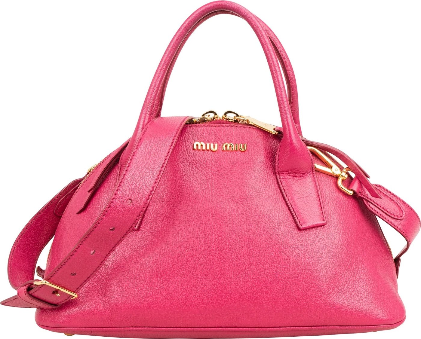 Miu Miu Pink Madras Leather Top Handle Bauletto Dome Handbag