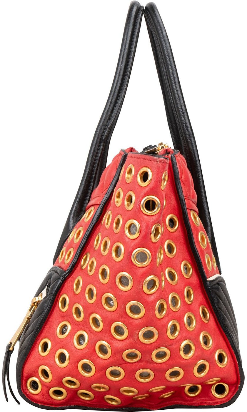 Miu Miu Bicolor Leather Biker Tote Handbag
