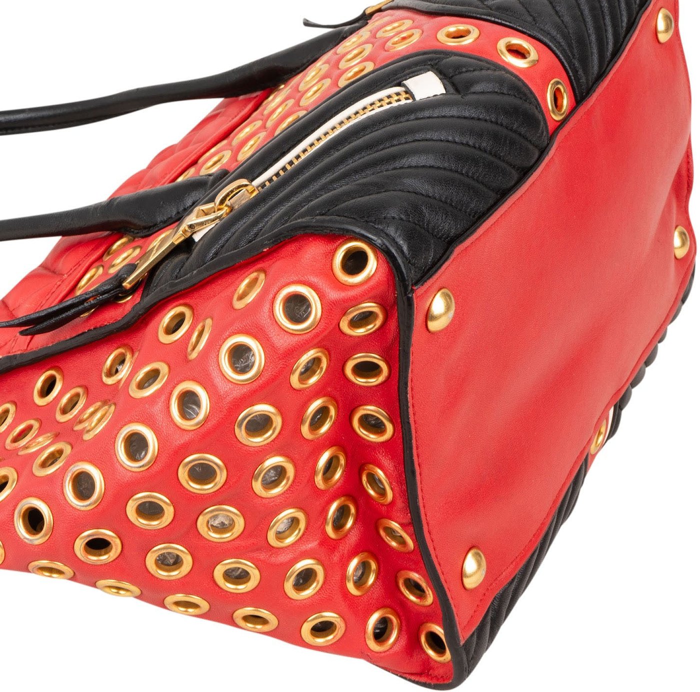 Miu Miu Bicolor Leather Biker Tote Handbag