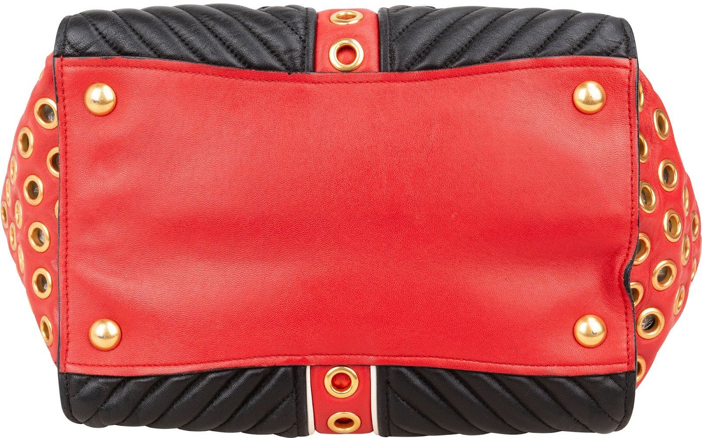 Miu Miu Bicolor Leather Biker Tote Handbag