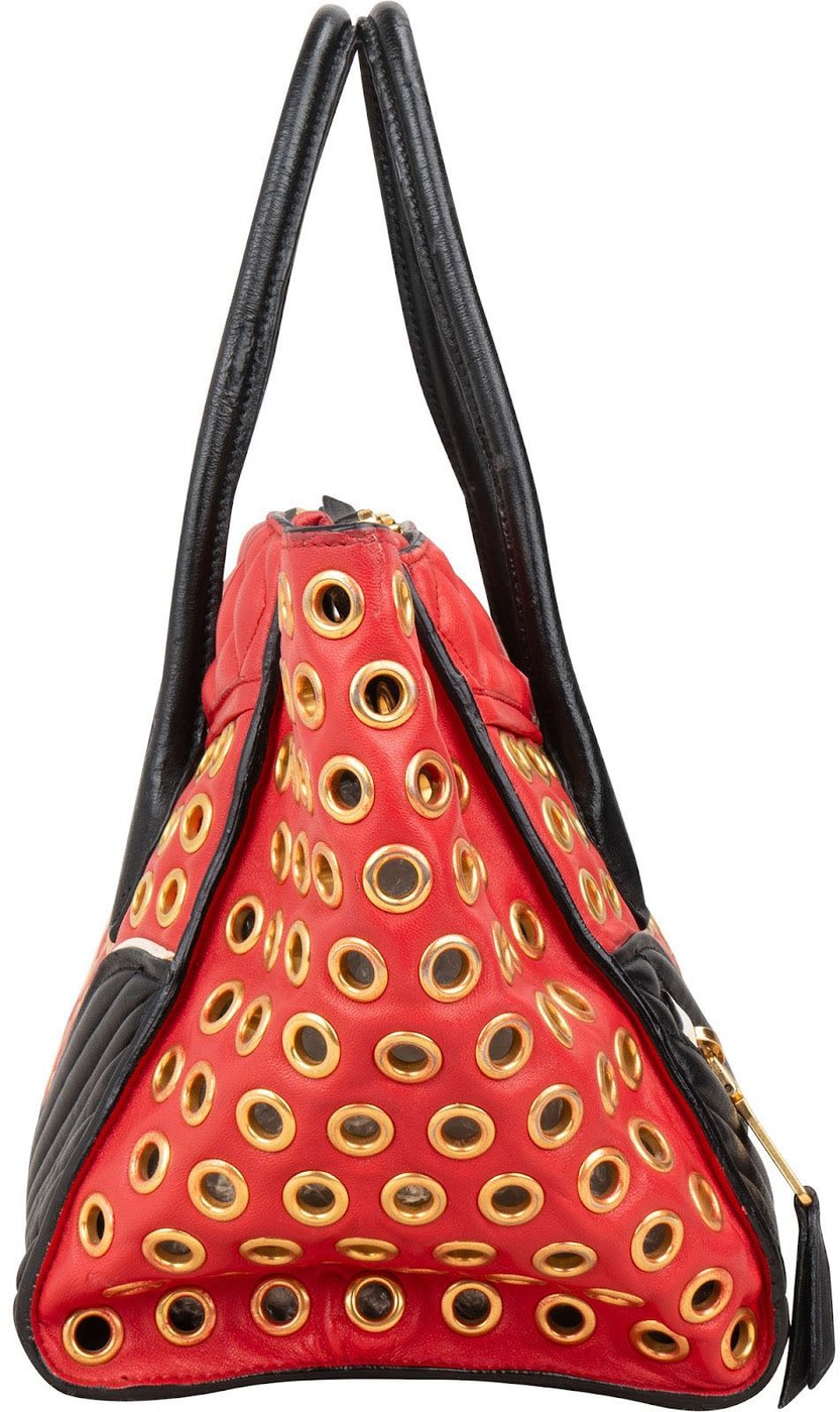 Miu Miu Bicolor Leather Biker Tote Handbag