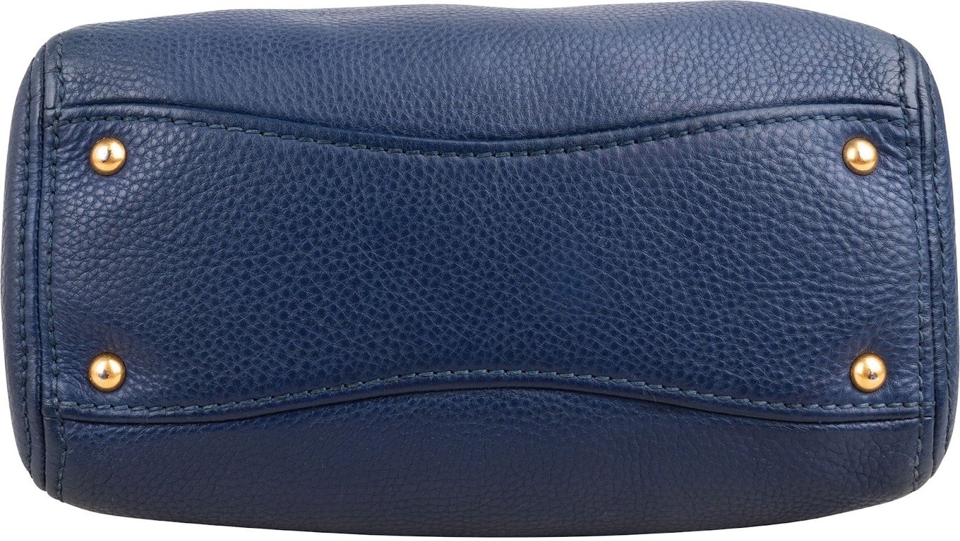 Miu Miu Blue Vitello Daino Leather Tote Handbag