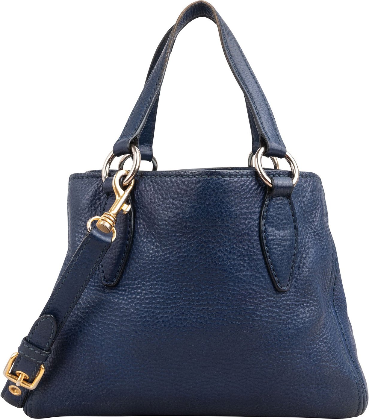 Miu Miu Blue Vitello Daino Leather Tote Handbag