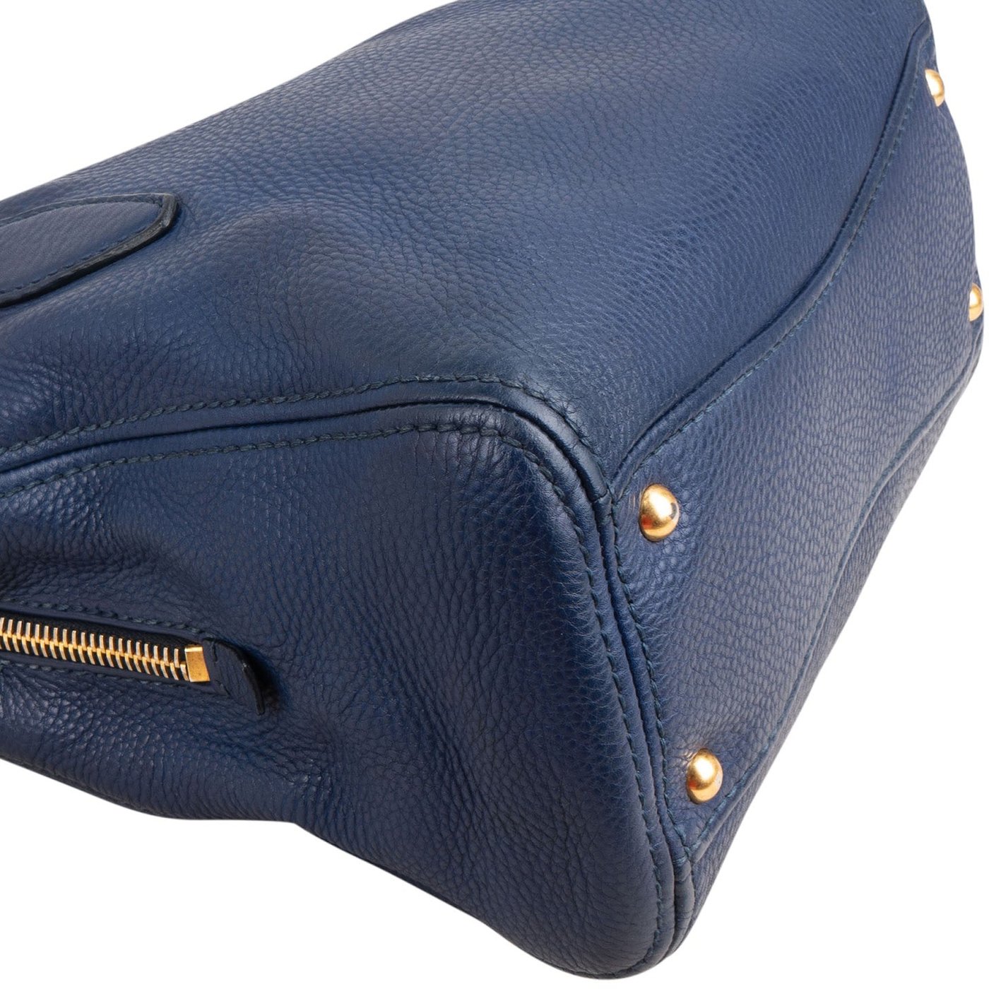Miu Miu Blue Vitello Daino Leather Tote Handbag