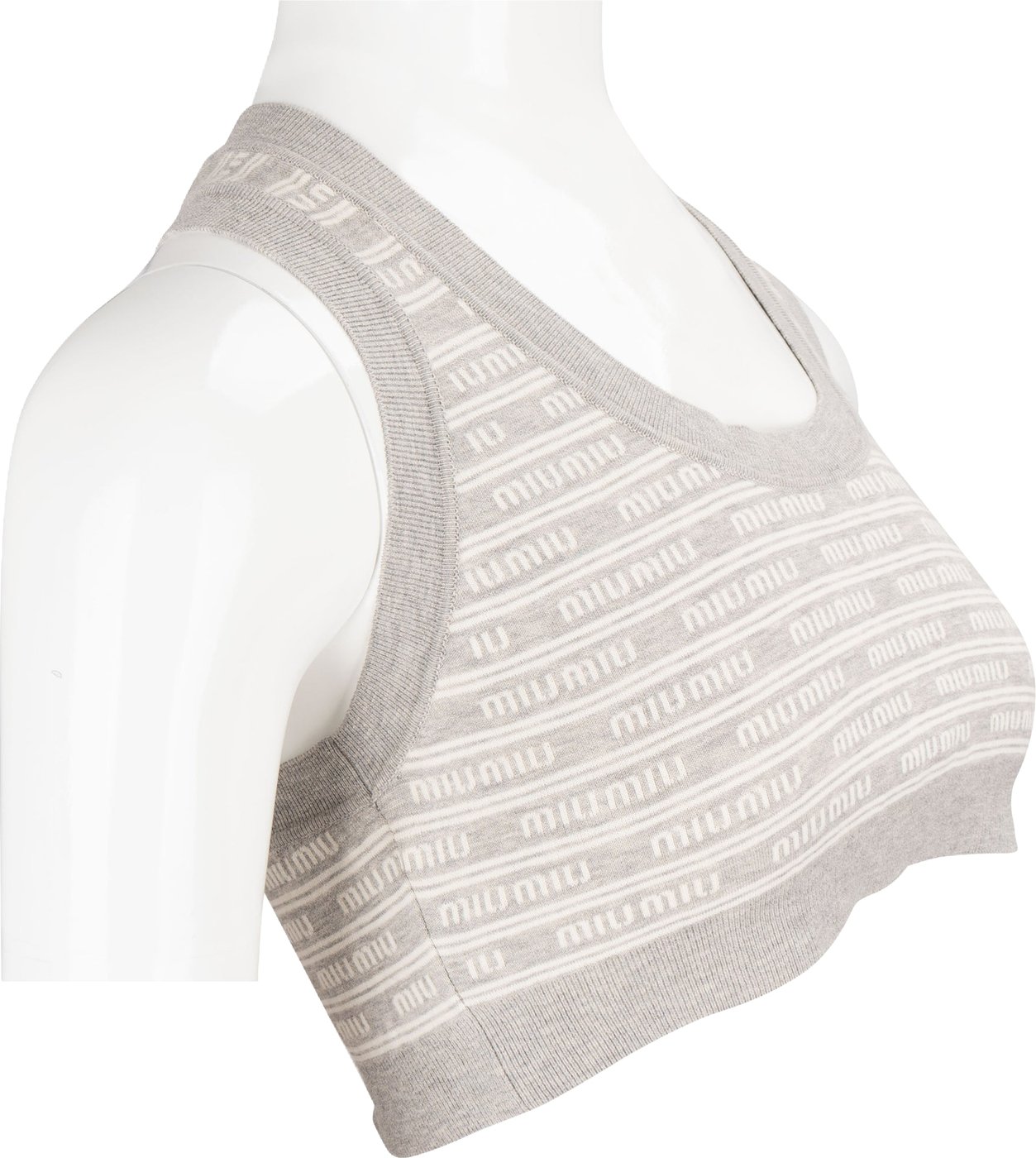 Miu Miu Grey Emblem Monogram Knit Bralette Top (IT38)