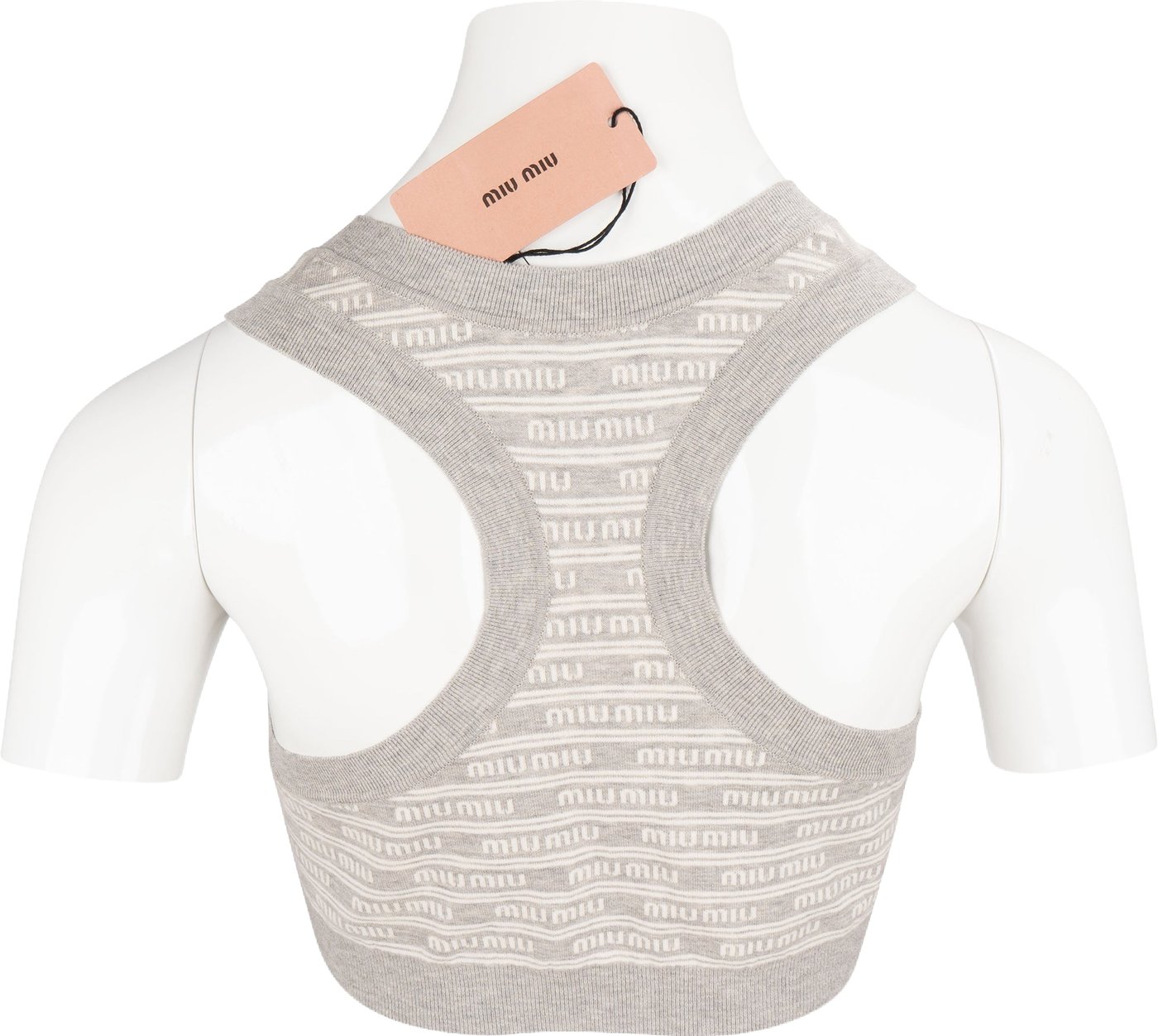 Miu Miu Grey Emblem Monogram Knit Bralette Top (IT38)
