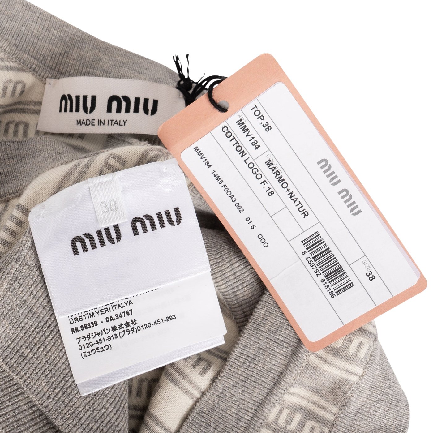Miu Miu Grey Emblem Monogram Knit Bralette Top (IT38)