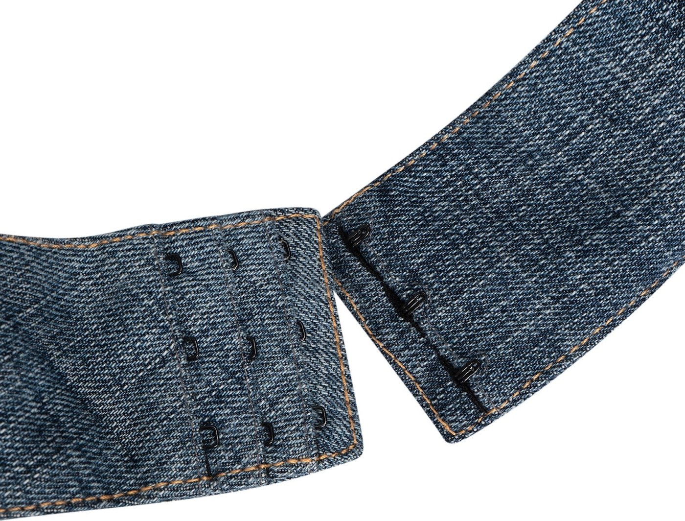 Miu Miu Blue Denim Embroidered Emblem Bralette Top (IT40)