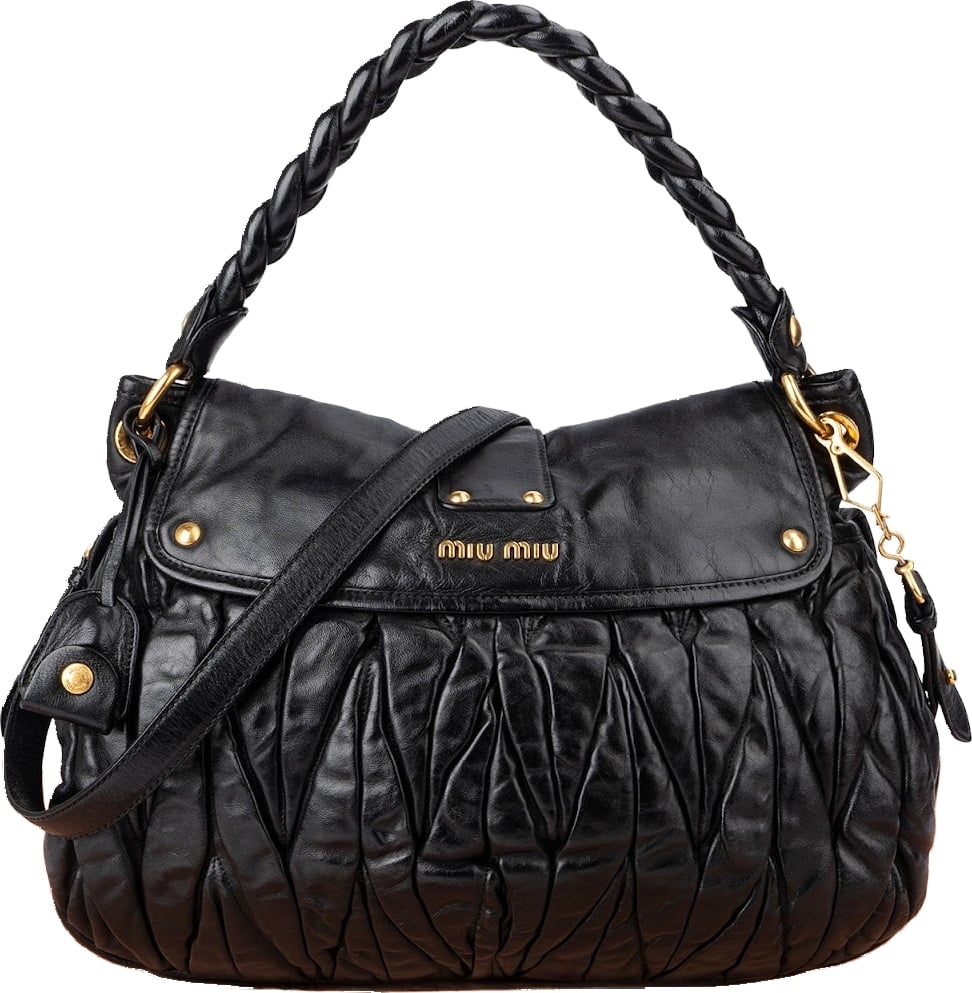 Miu Miu Quilted Gathered Leather Handbag