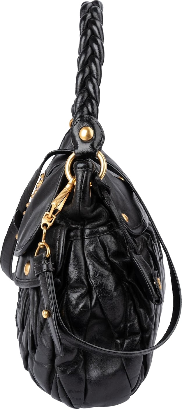Miu Miu Quilted Gathered Leather Handbag