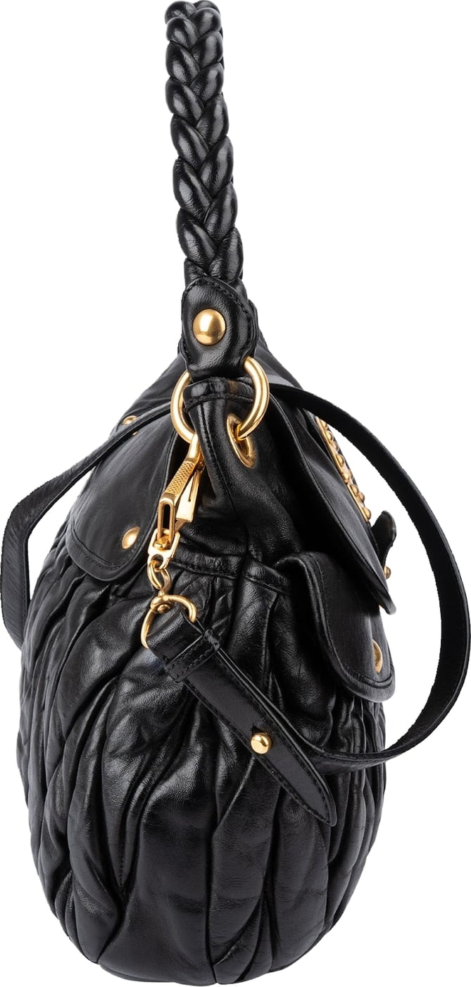 Miu Miu Quilted Gathered Leather Handbag