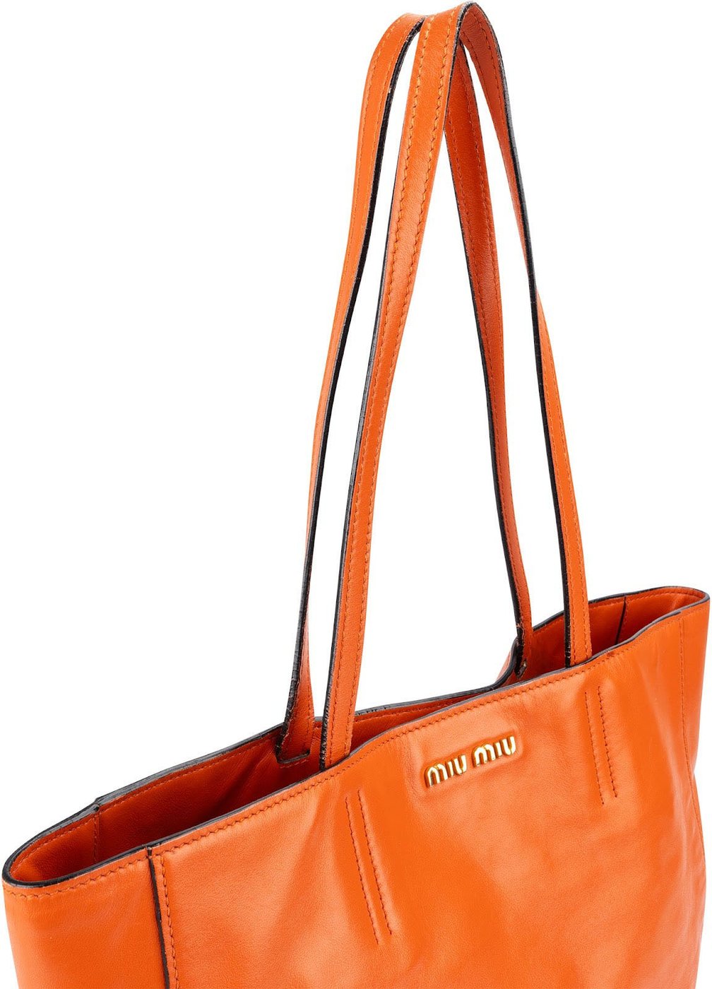 Miu Miu Orange Soft Calfskin Tote Shoulder Bag