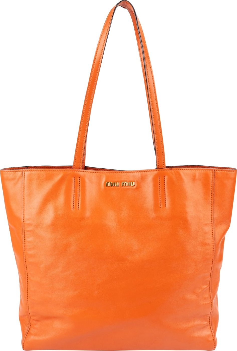 Miu Miu Orange Soft Calfskin Tote Shoulder Bag